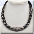 J124. Sterling silver and leather multistrand choker necklace. Signed YV. - $48 